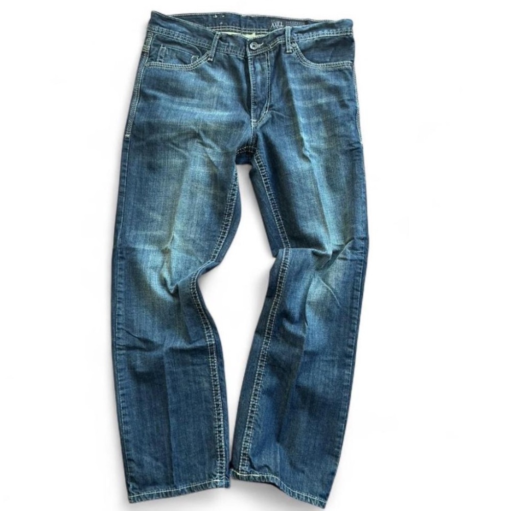 Axel Y2K Streetwear Relaxed Straight Fit Jeans with Darker Faded Wash